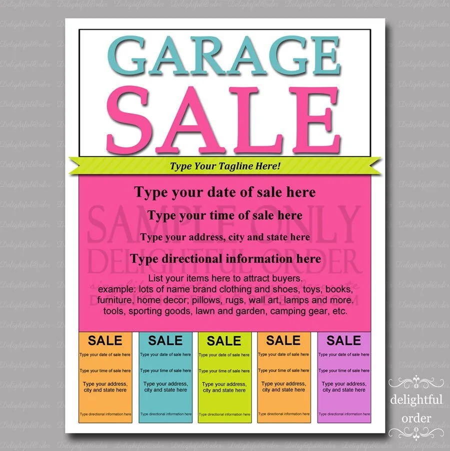 Editable and Printable Garage Sale Flyer — Delightful Order editable-and-printable-garage-sale-flyer-delightful-order