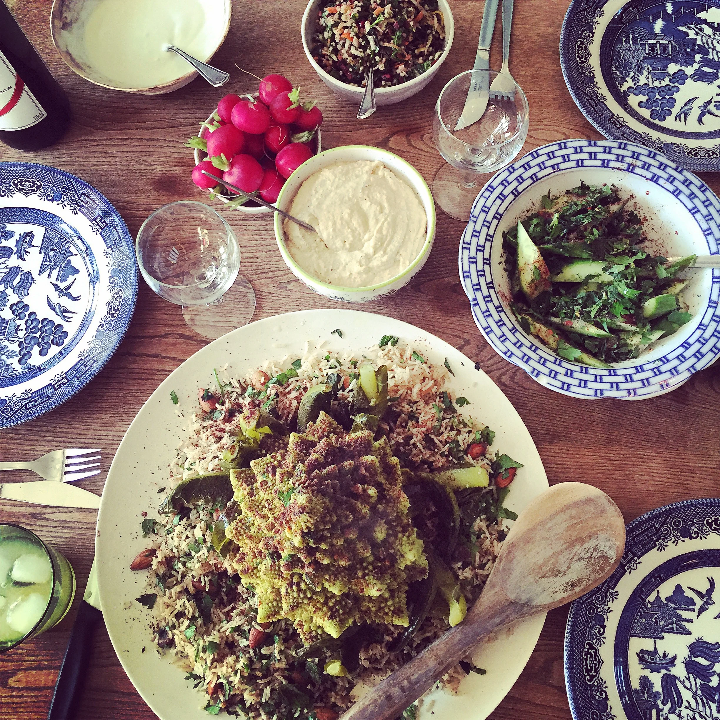 Roasted romanesco, seven spice pilaf and seasoned yoghurt 