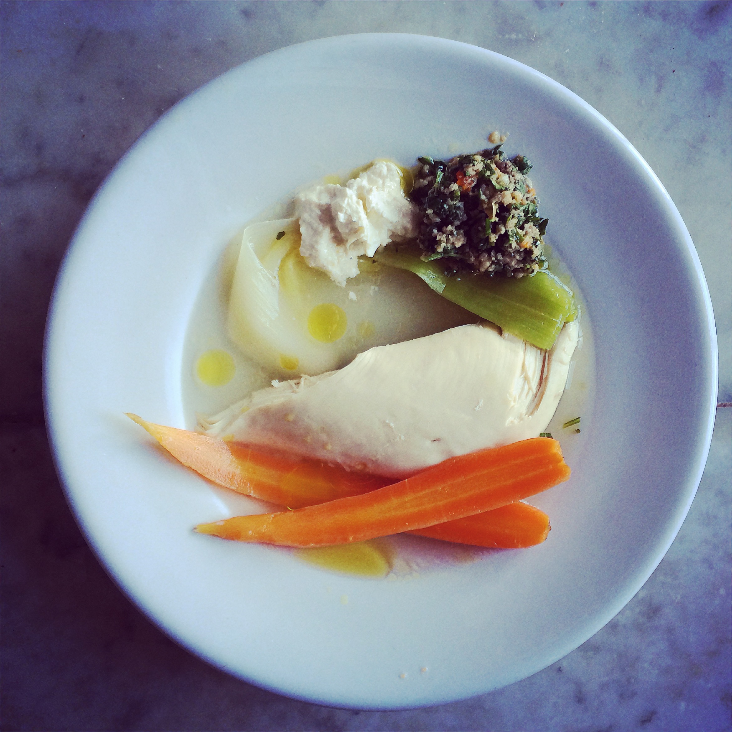 Poached chicken with horseradish & dragoncello sauce