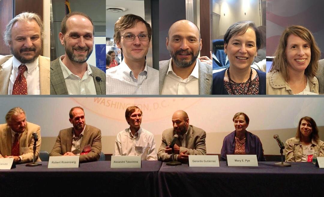 Speakers (l. to r.); Marcello Canuto, Robert Rosenswig, Alexandre Tokovinini, Gerardo Gutierrez, Mary Pye, Heather Hurst. Photographer: Vicky Surles.
