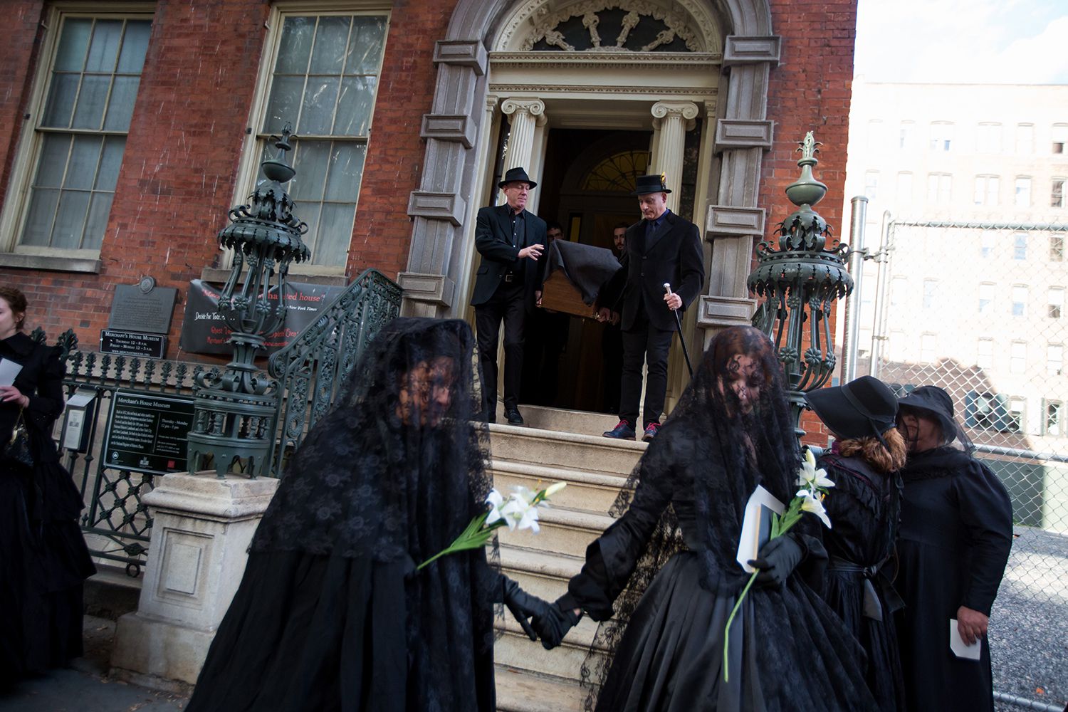 Roberta Belulovich (left) and I (right) as we begin the procession from the Merchant's House Museum. (Michael Nagle for Observer )