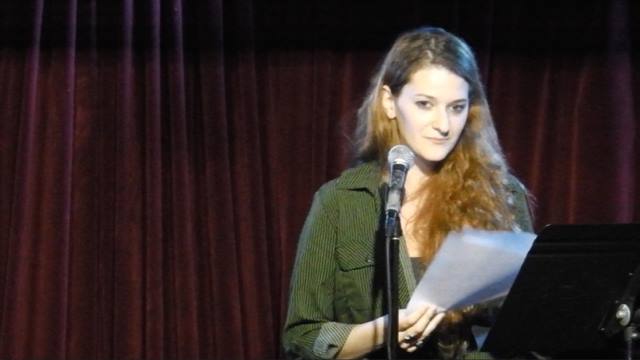 Reading my poetry at the Three Rooms Press Prose! Poetry! Party!