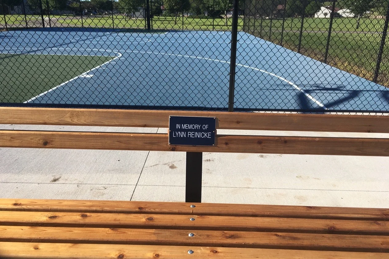 Donations from friends of Lynn Reinicke were used to place a bench in his memory at the sports courts. The bench faces south, towards the pickleball and tennis courts. Lynn and his wife Jan were long-time residents of Lake Panorama. Lynn passed away in June 2017. Jan Reinicke has served on the Friends of Lake Panorama board since it was formed in 2013, and is the nonprofit’s current president.