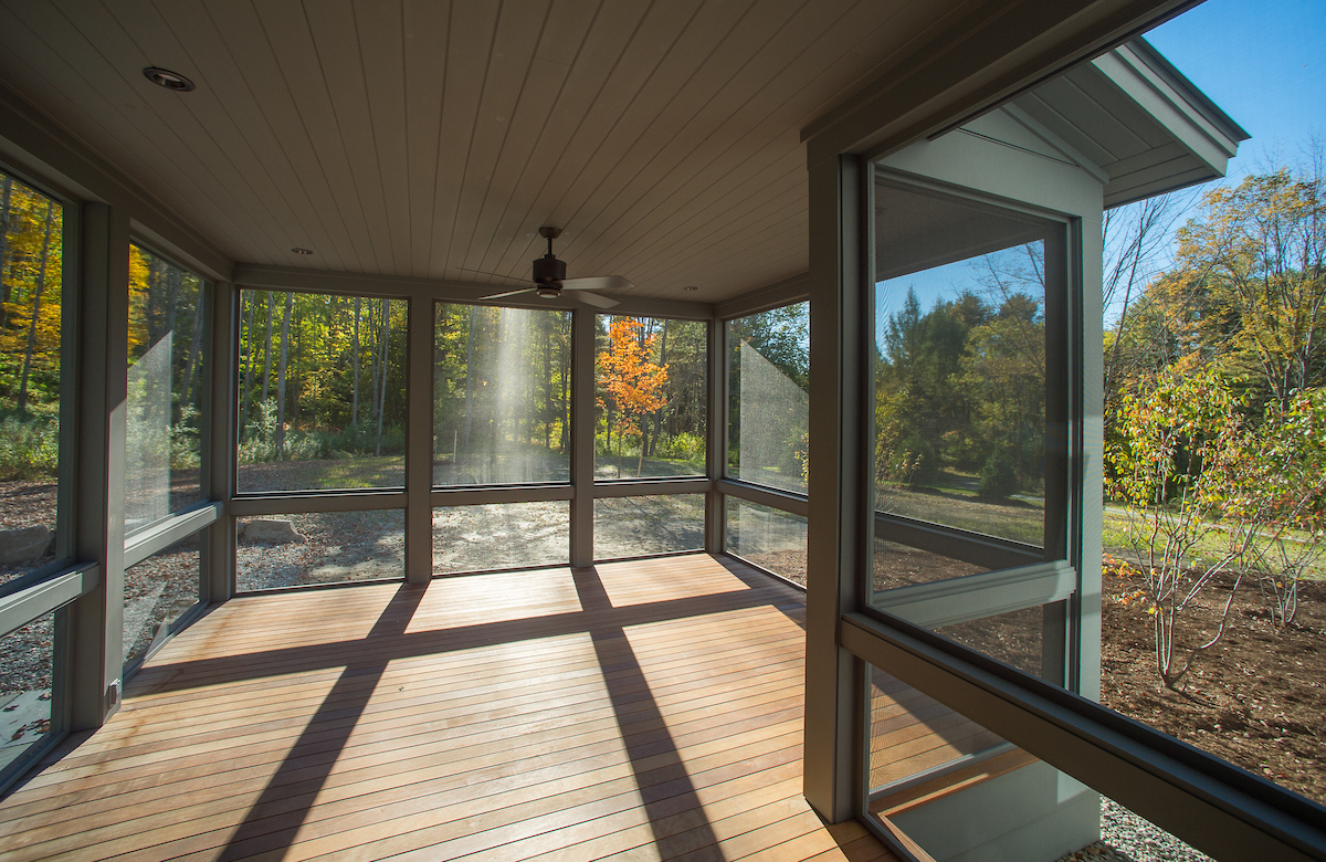 This newly constructed home is on a gently sloping site close to the Connecticut River in Lyme, NH. 