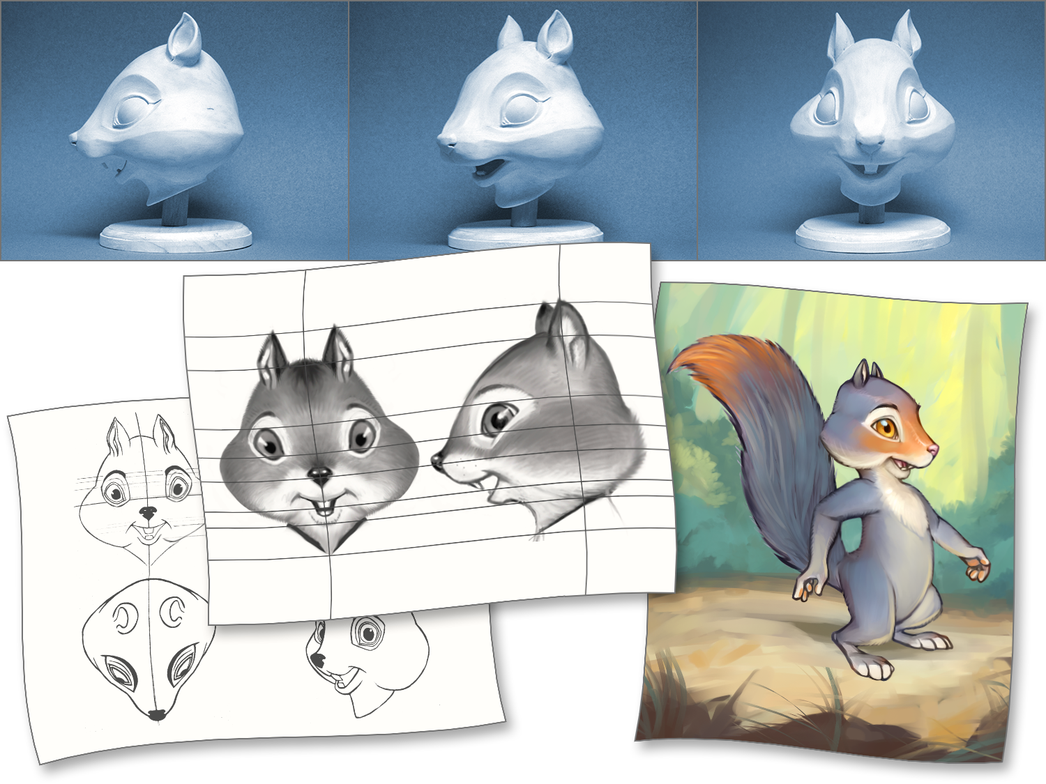 16 | 52 · Squirrel Maquette, Model Sheets, and Color Study