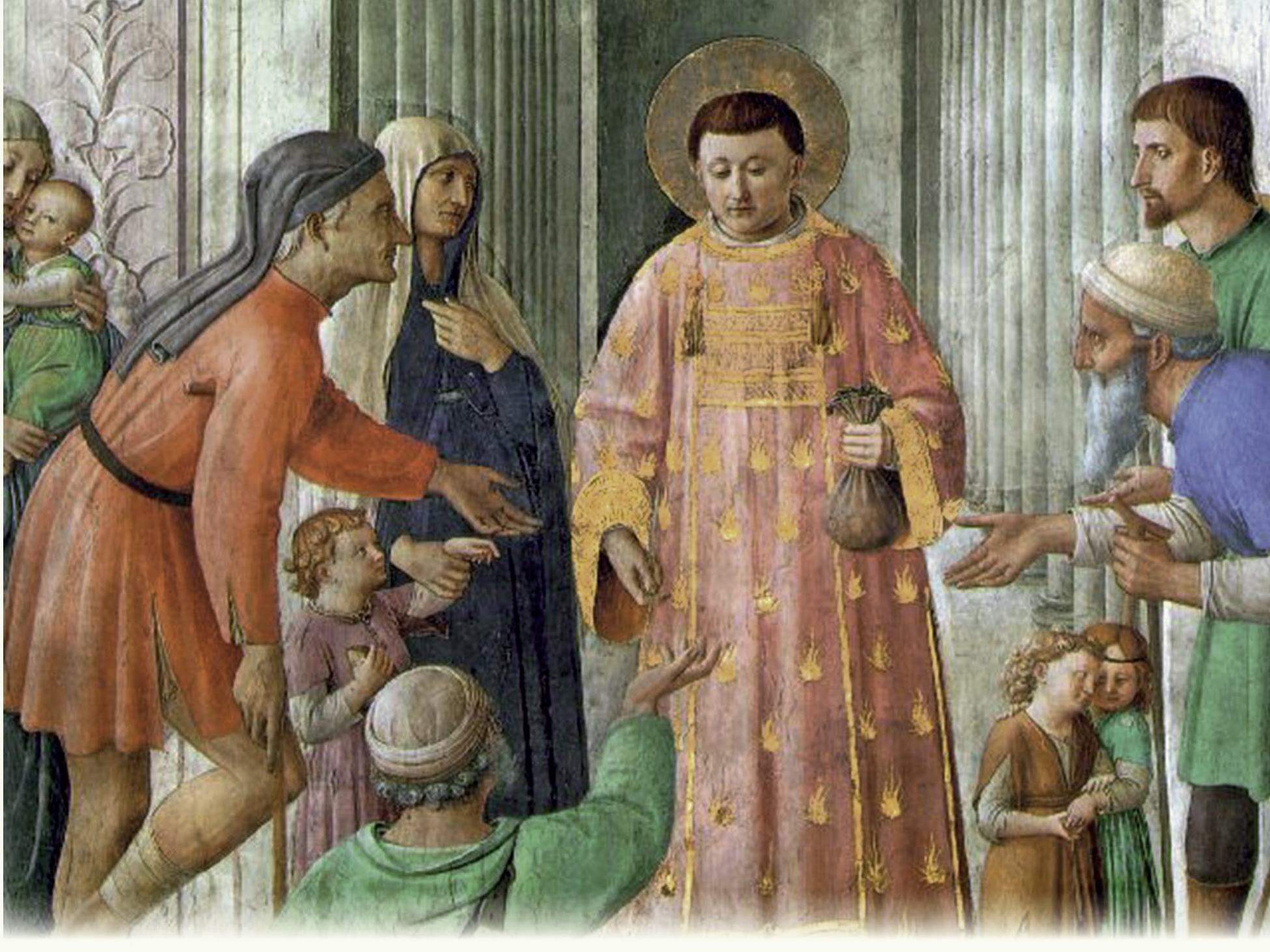 San Lorenzo distribuyendo limosna a los pobres, por Fra Angélico - Capilla Nicolina, Ciudad del Vaticano. Foto: Reproducción