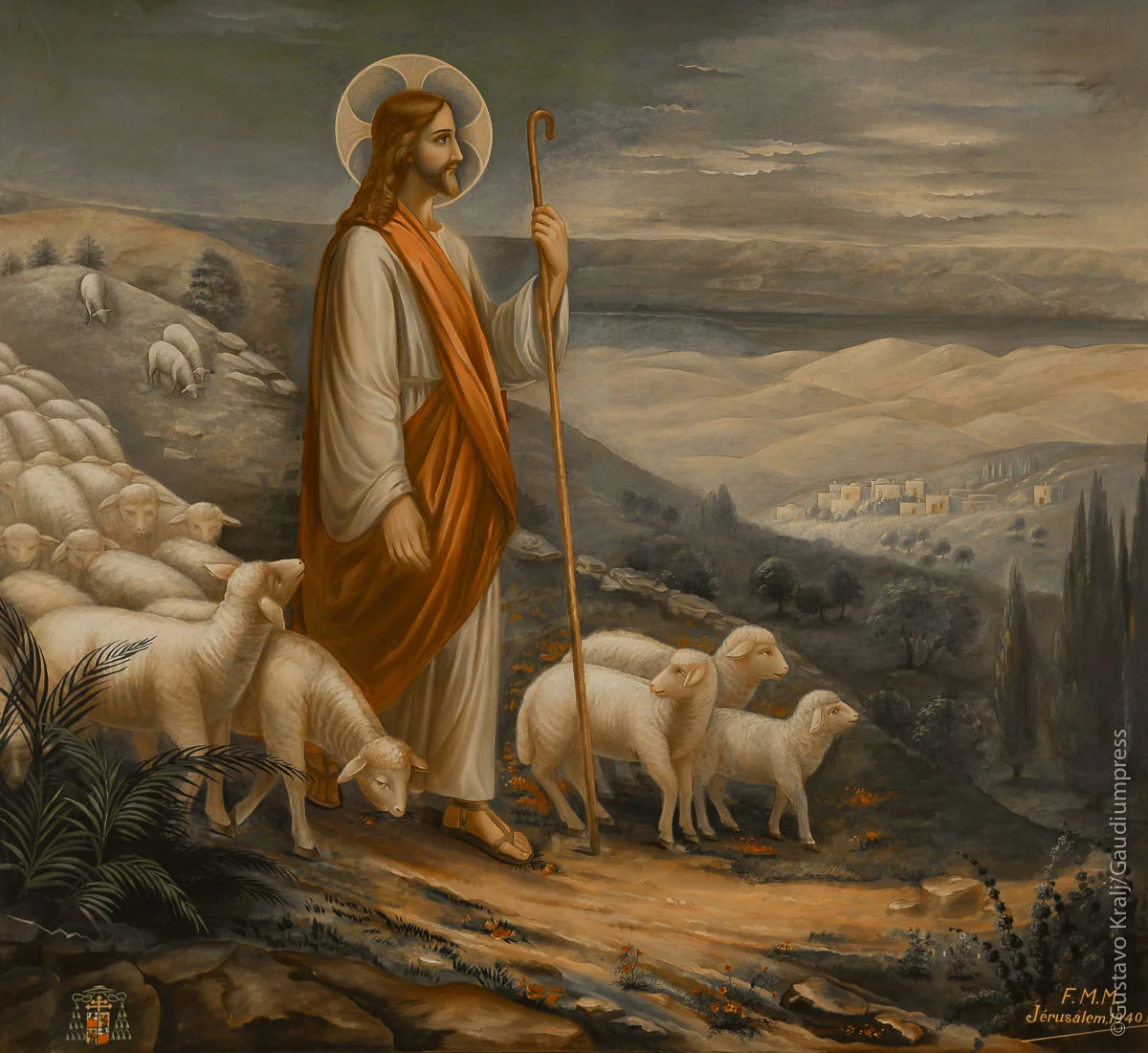 "Si un hombre tiene cien ovejas, y una de ellas se pierde, ¿no deja las noventa y nueve restantes en la montaña, para ir a buscar la que se extravió?" Betania, Tierra Santa: Jesus el buen Pastor. Oleo, s. XX - Foto: Gustavo Kralj/GaudiumpressImages.com