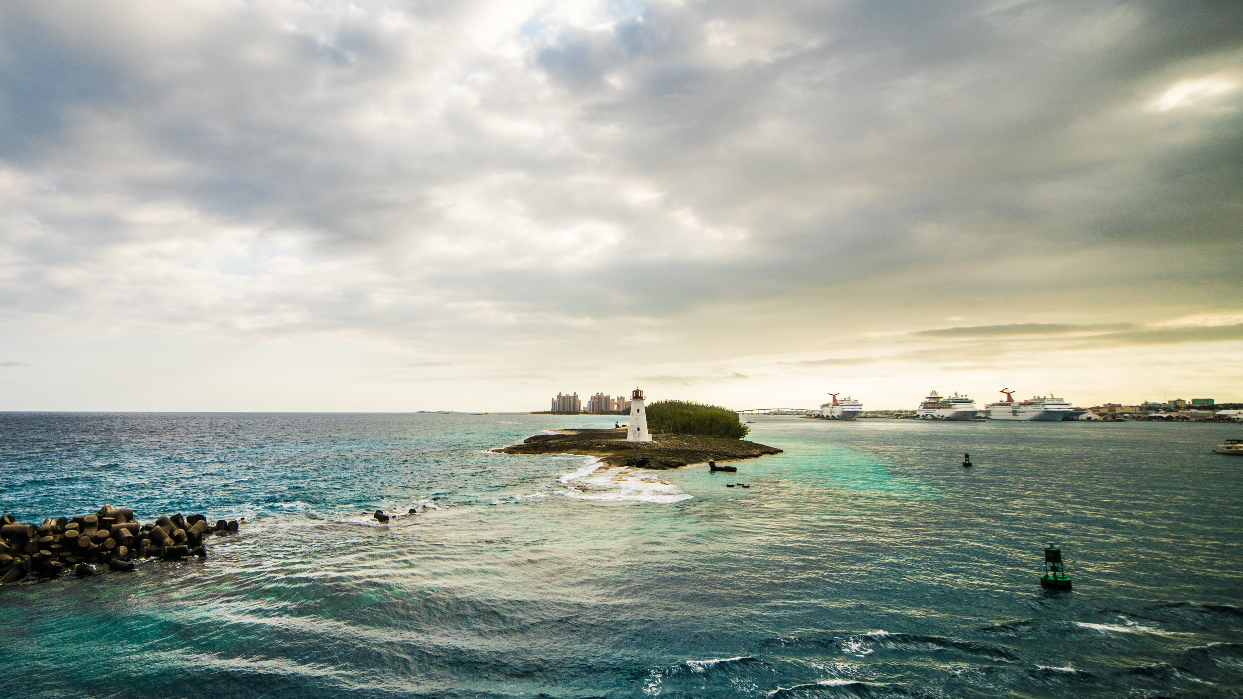 The Rokinon 14mm is pretty darned sharp but there is definitely some distortion. Look how elongated the ship on the far right id, the buoy on the bottom right is also elongated towards the bottom of the frame. Fortunately, this is all corrected easily in Post.
