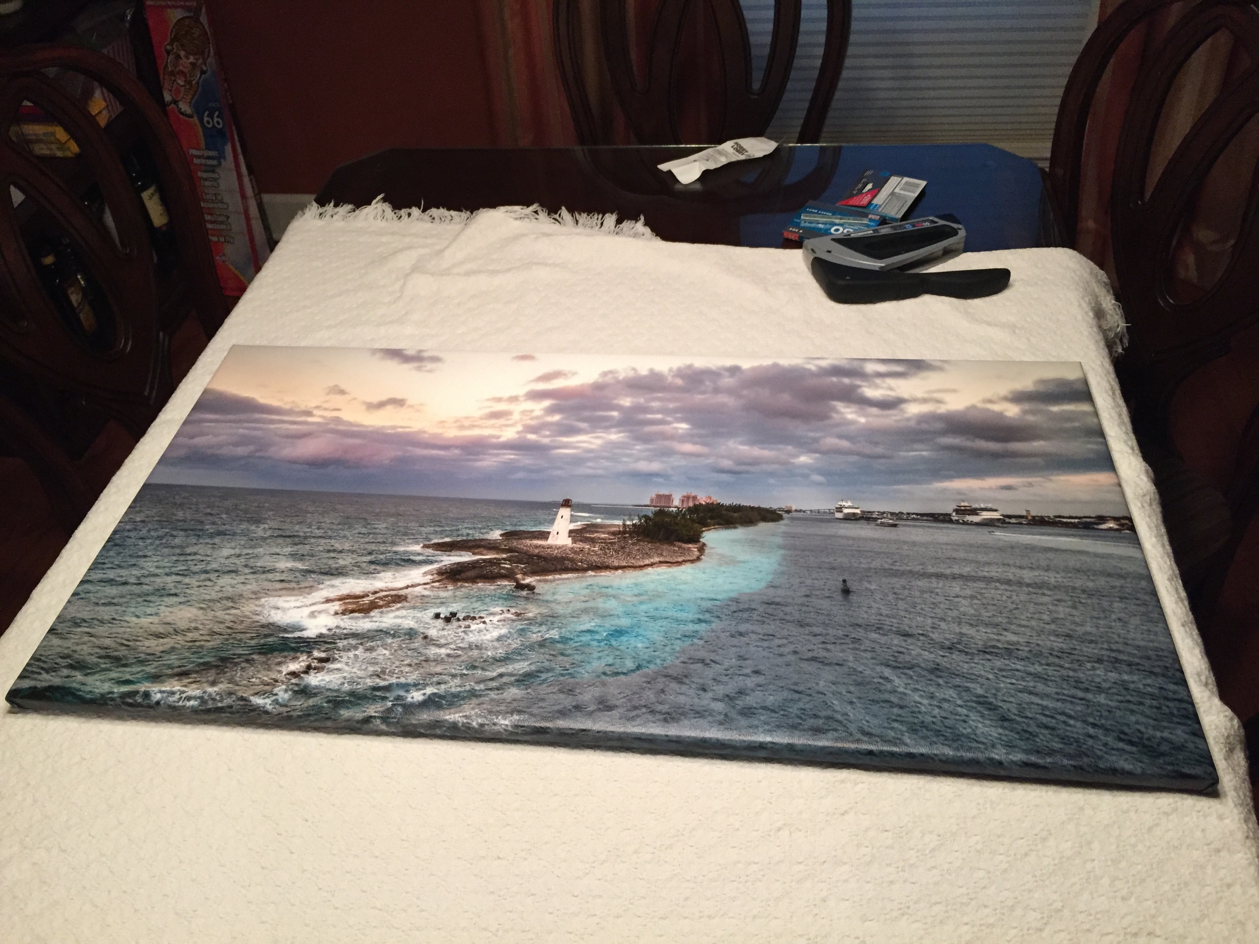 Occasionally our kitchen table gets re-provisioned for the purpose of building out canvas prints. Very often for silent auctions / fundraisers. 