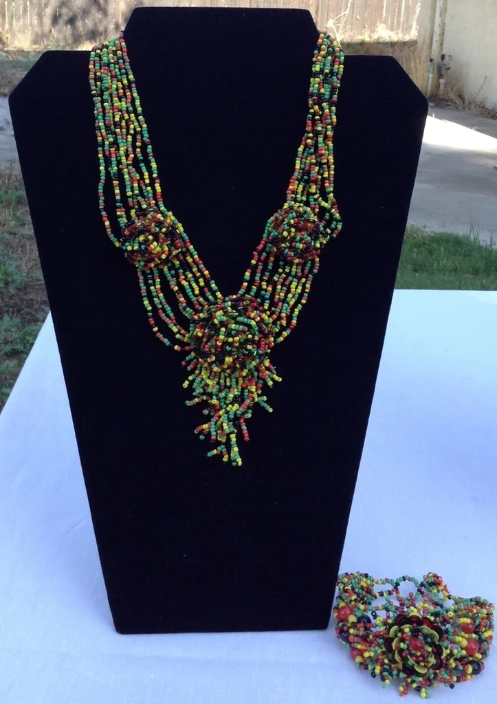 Beaded Necklace and Bracelet Set