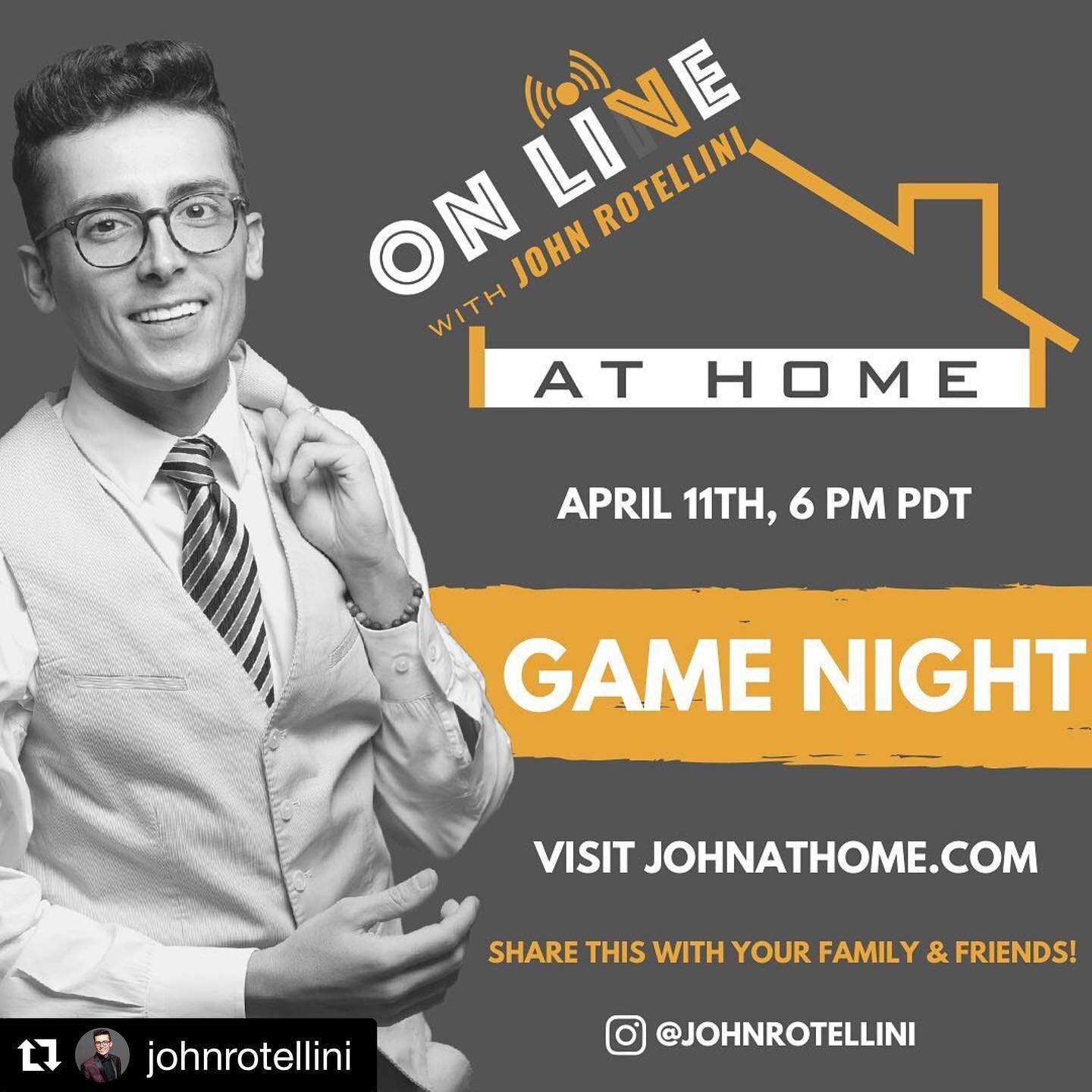 #Repost @johnrotellini
・・・
Hey friends!
I&rsquo;ve been helping some great organizations go virtual and stay connected during social distancing. With that in mind, I wanted to find some fun ways to connect with all of you. So, I hope you&rsquo;ll joi
