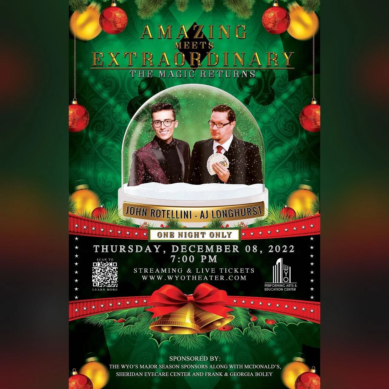 SHERIDAN, WY! The Magic Returns!

Join @the._.amazing._.aj and I for an incredible night of magic where AMAZING MEETS EXTRAORDINARY.

Tickets are on sale now @wyotheater online and in person.

Can&rsquo;t make our show in person? Streaming tickets ar