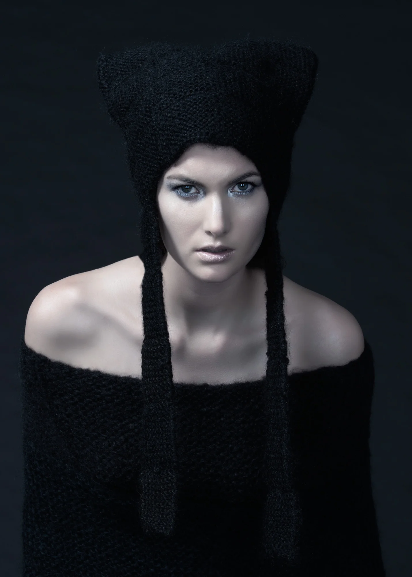 Squares Hat/Bag By hand using mohair fibres Squares Wrap One By hand using merino fibres