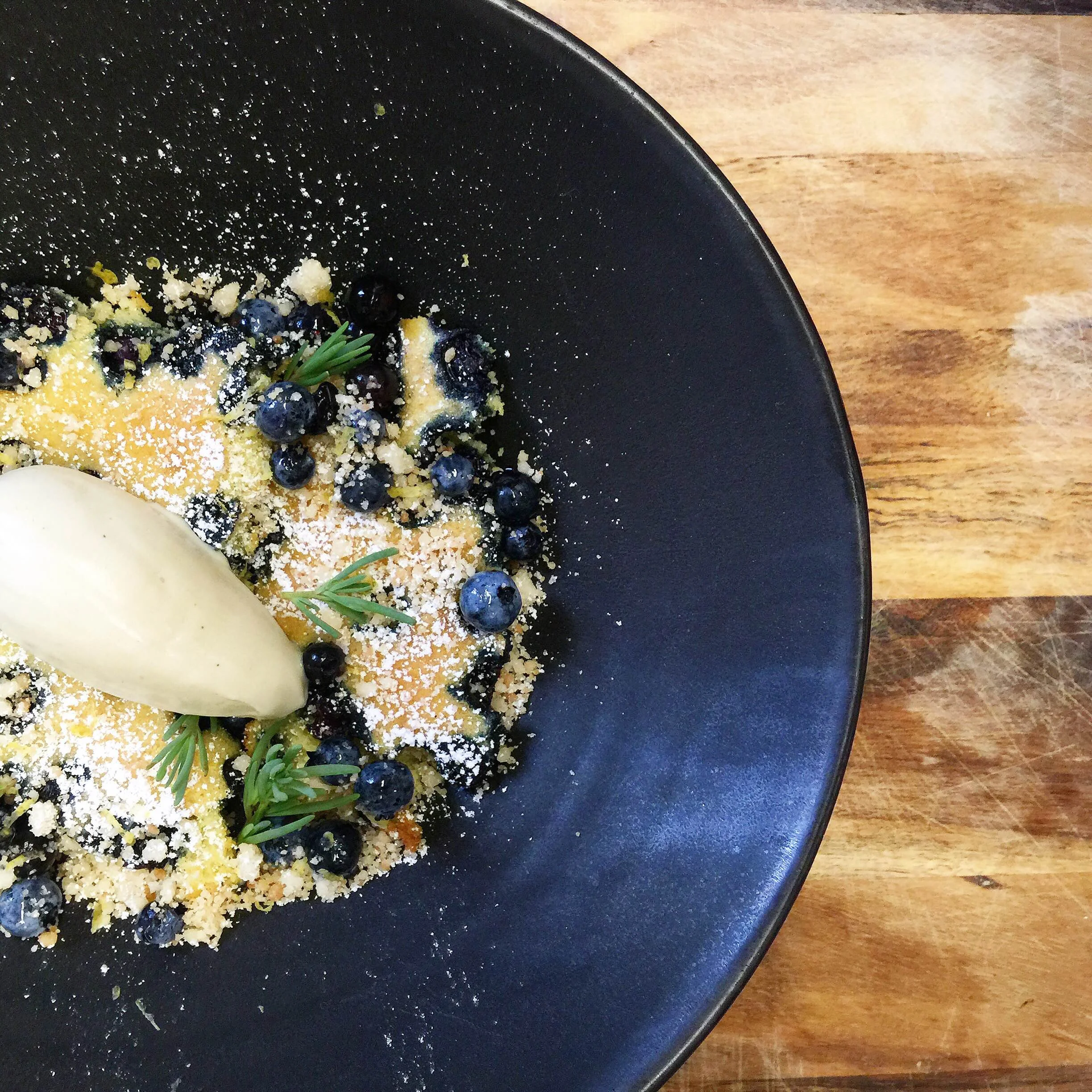 Blueberry Buckle, Verbena Ice Cream via @mattneele