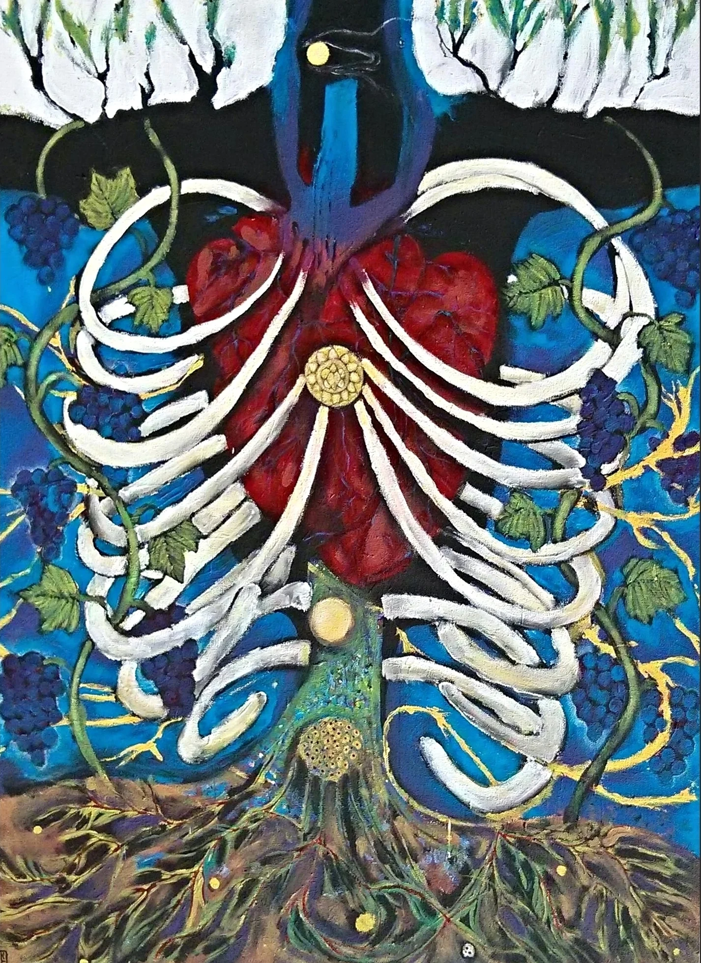 Sakartvelo Anahata, 39 x 47 inches, Acrylic on Canvas, Collection of City of Mtskheta, Georgia (see accompanying text here)