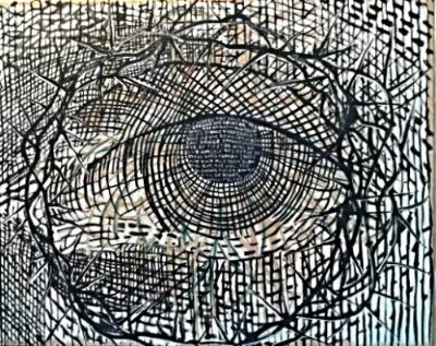 The eye sees more than the heart knows, acrylic on canvas,20 x 16 inches