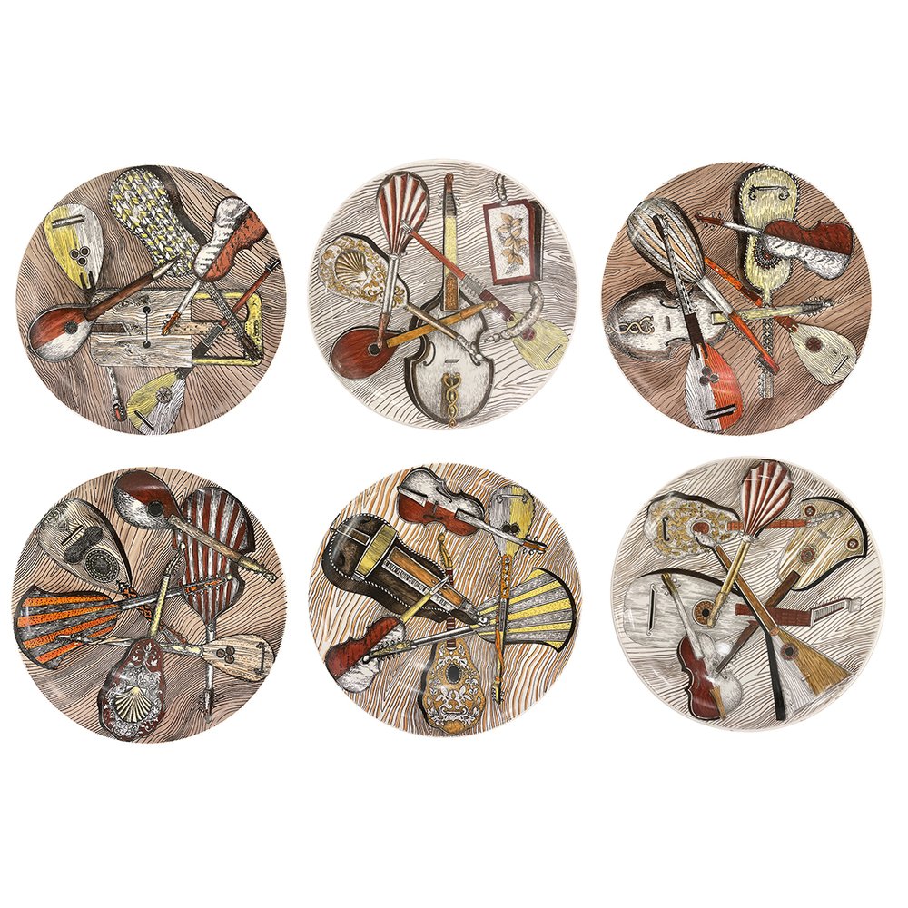 Vintage Piero Fornasetti Plates from the  Tema e Variazioni Series —  Gaspare Asaro-Italian Modern — Italian Mid Century Modern Furniture and  Lighting— New York, NY