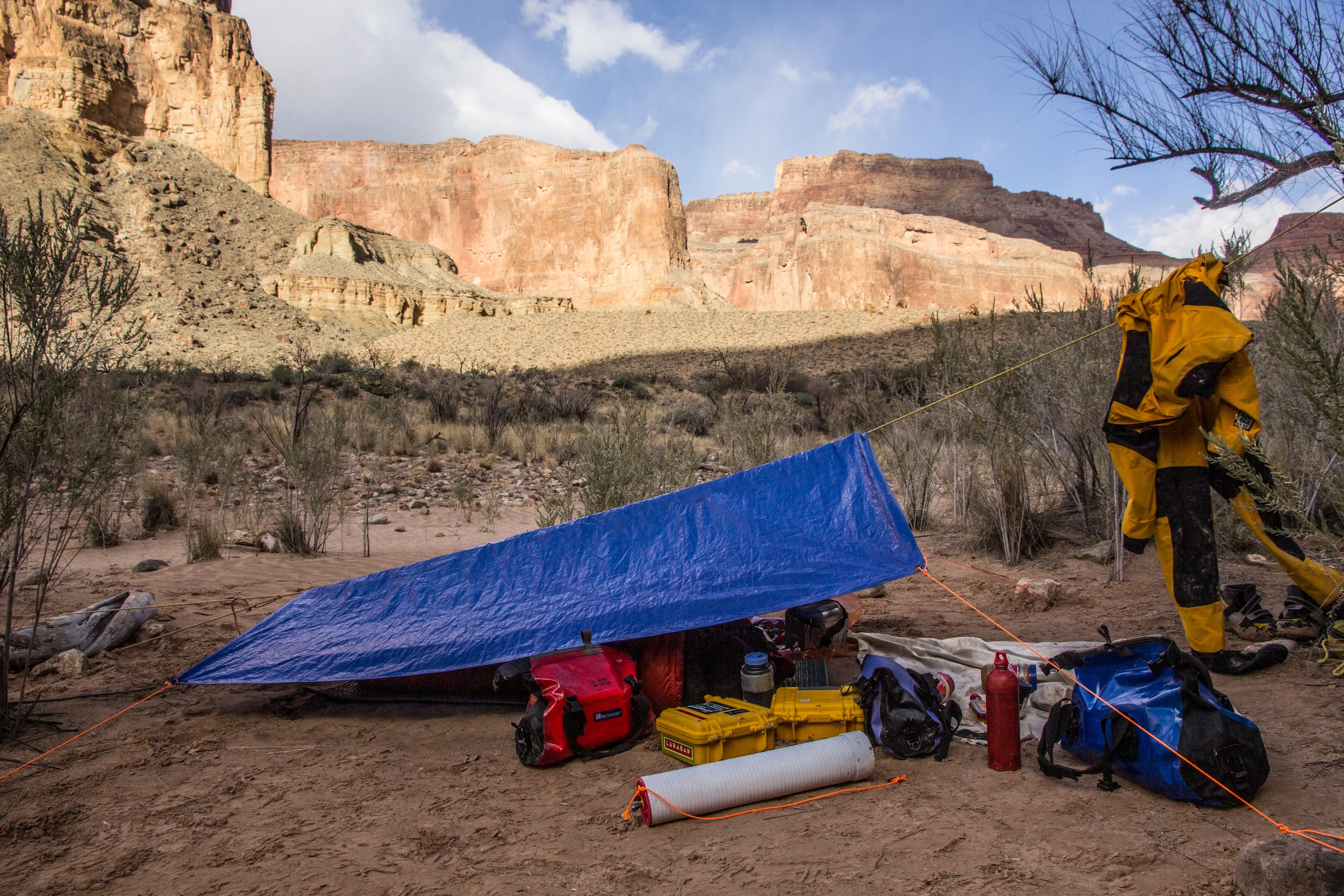 Tarp camping at Nankoweap. Grand Canyon, AZ