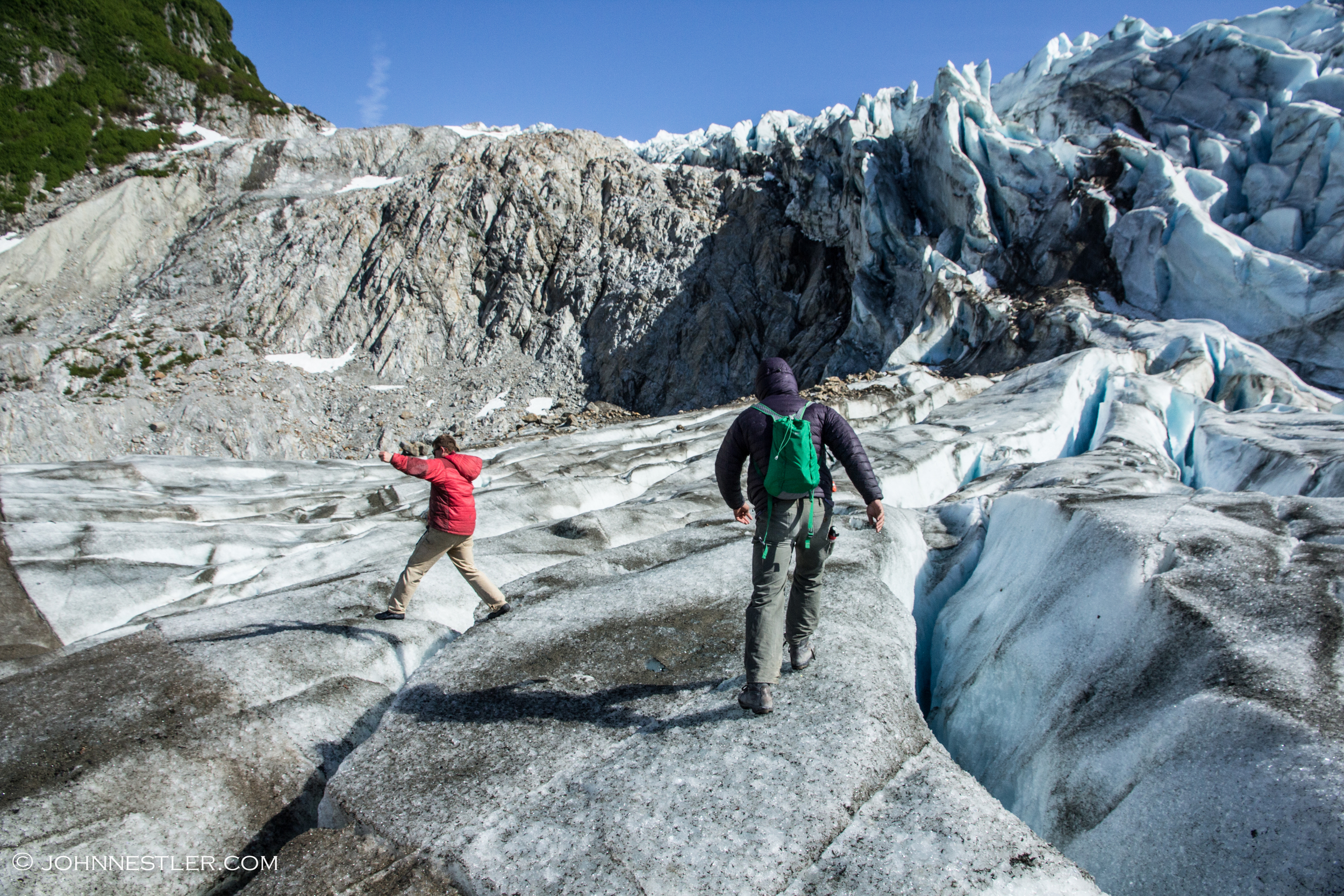 Hikers on Walker Glacier