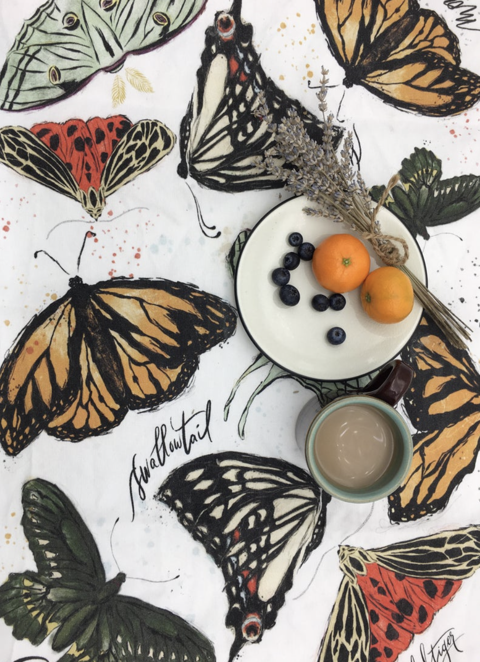 Butterfly and Moth Tea Towel