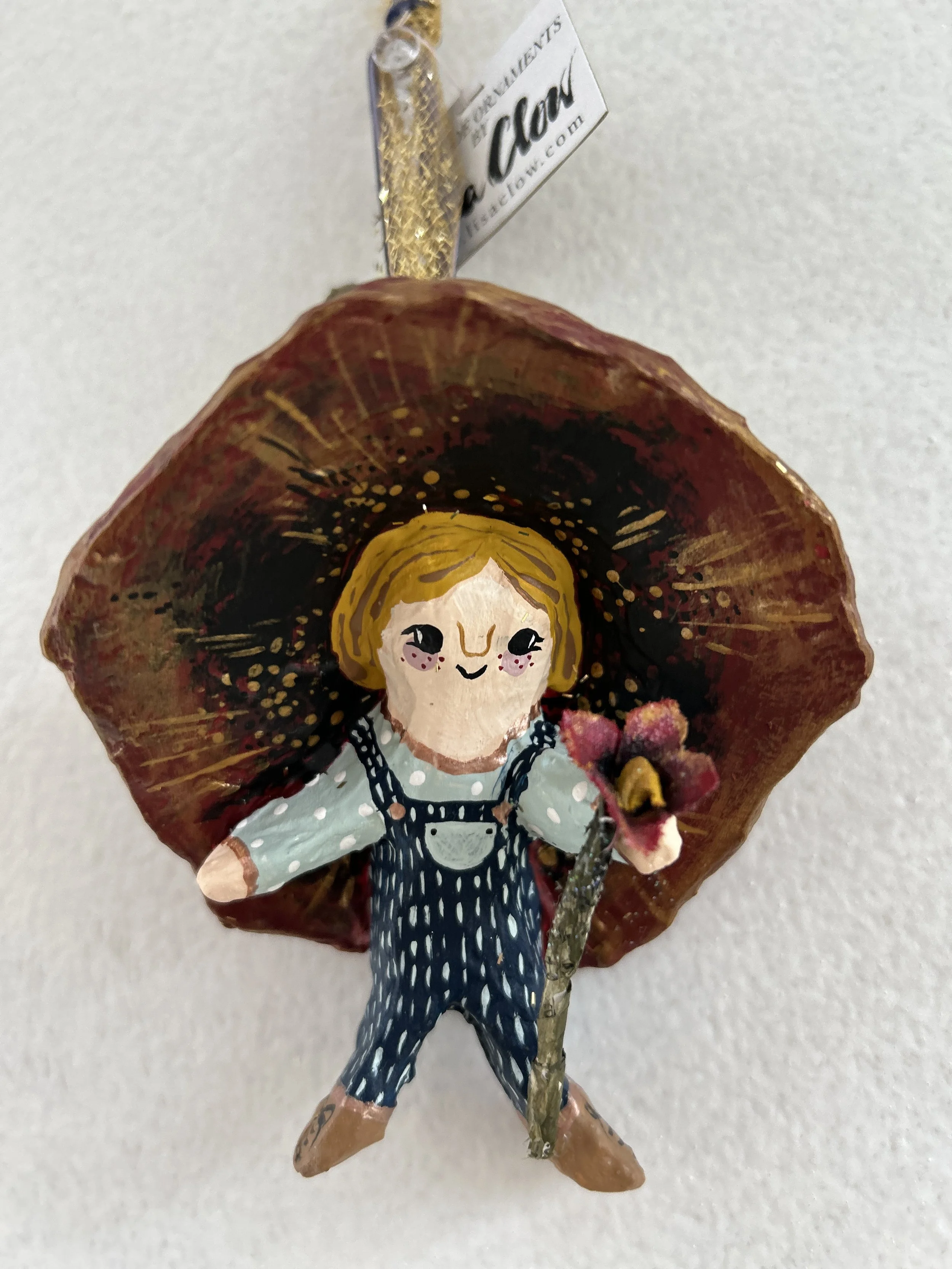 Sweet Blossom Child - (Gold Hair, Yellow Overalls, Burgundy Flower)