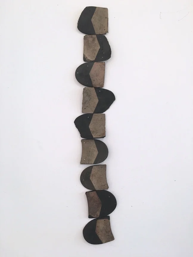 Laurel Farrin, Zig Zag, shoe heels, 20" x 3", 2016