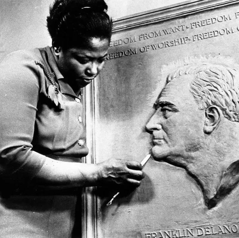 Day Three of Twenty-Eight: Selma Burke. Miss Burke received national recognition for her relief portrait of Franklin Delano Roosevelt, which was the model for his image on the dime. Committed to teaching art to others, Burke established the Selma Bur