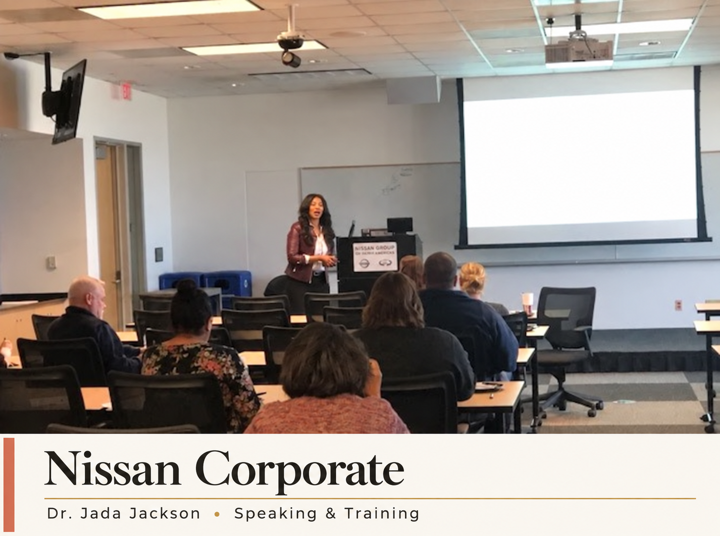 Dr. Jada Jackson leading a corporate training session at Nissan.
