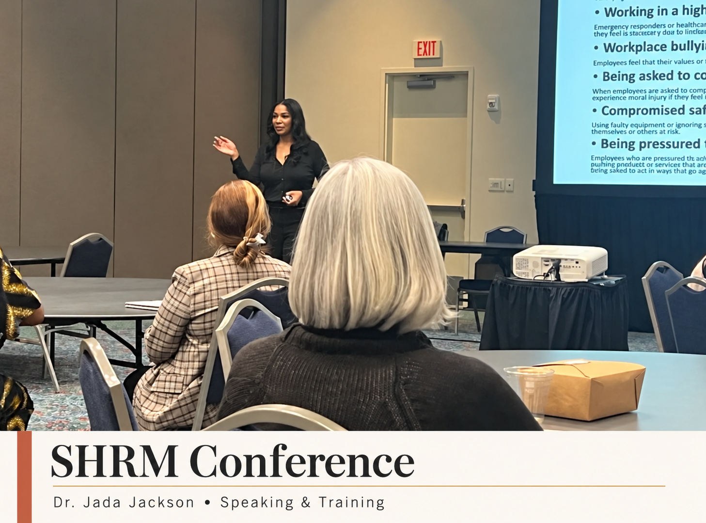 Dr. Jada Jackson presenting at a SHRM conference.