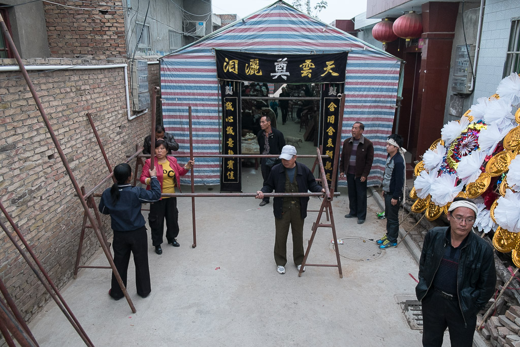 Setting up the Stage in the alley