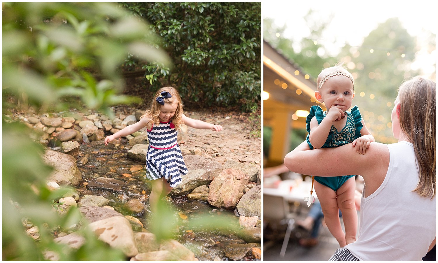 little girls playing at rehearsal dinner at camp