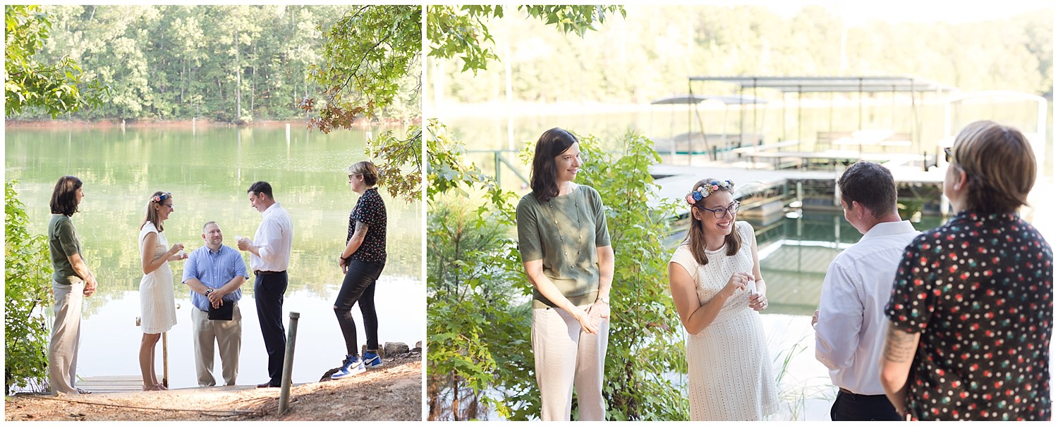 couple reading personal wedding vows by the lake - destination wedding photographer