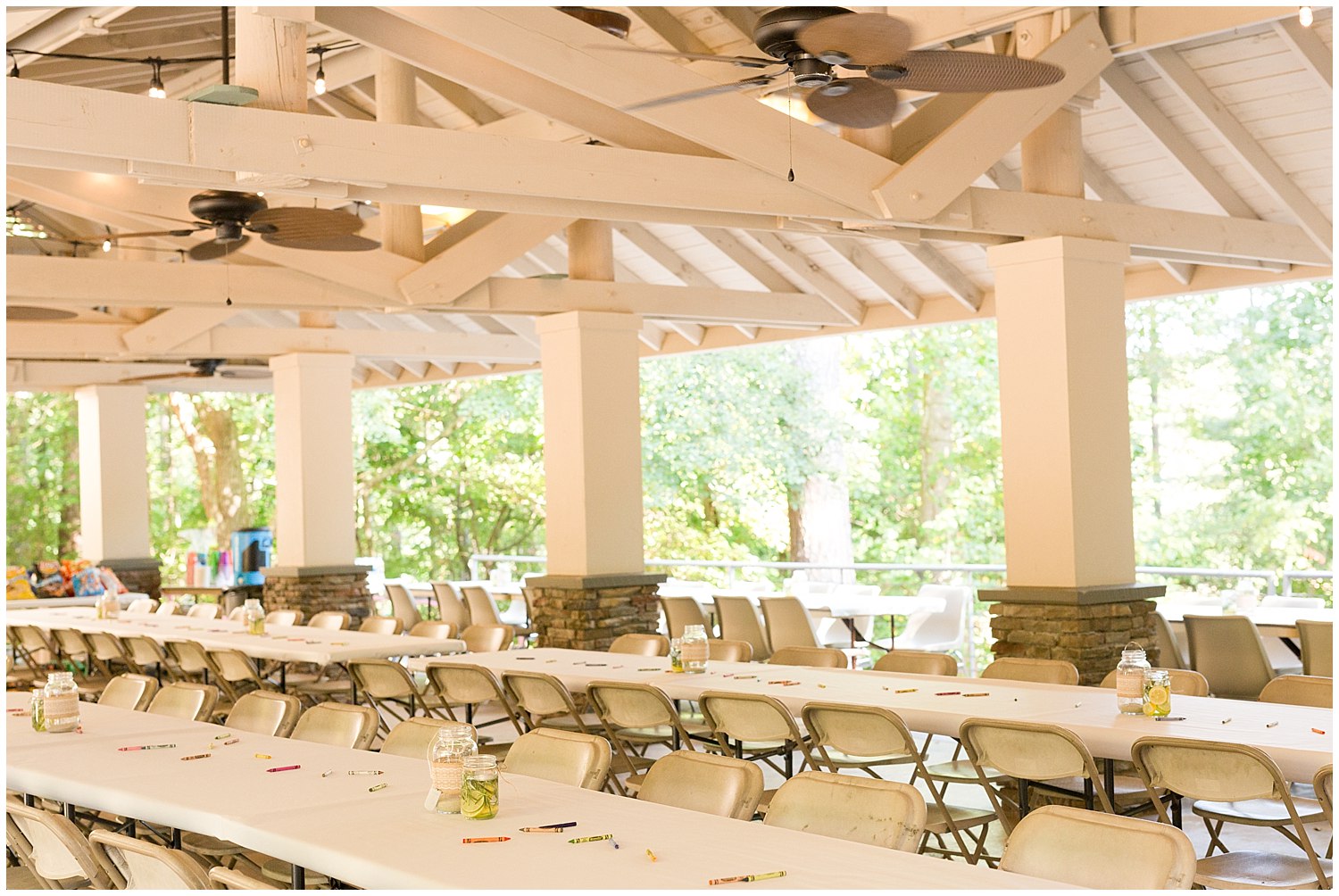 rehearsal dinner at Clemson Outdoor Lab pavilion