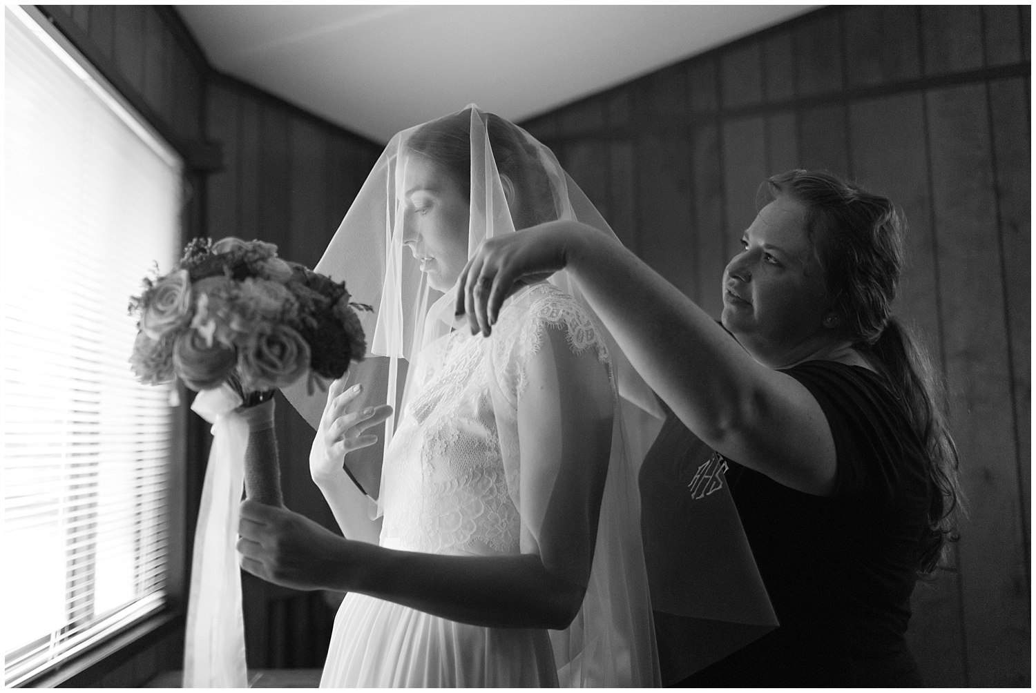 bride in veil before wedding ceremony