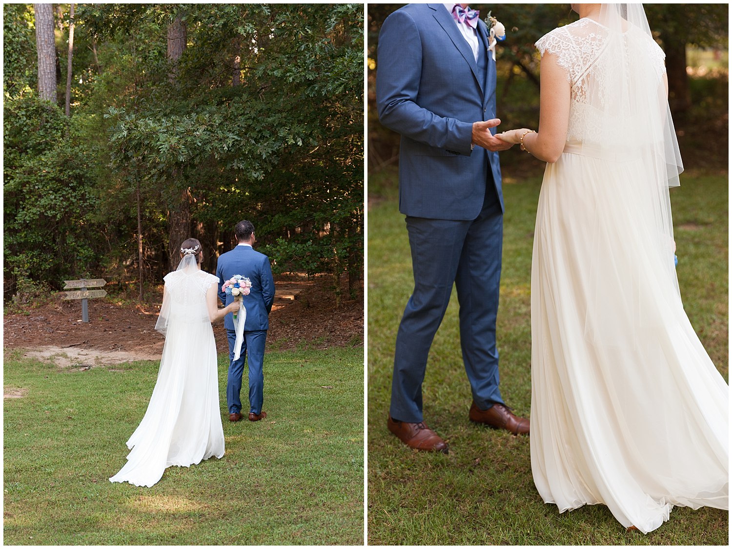 bride and groom first look