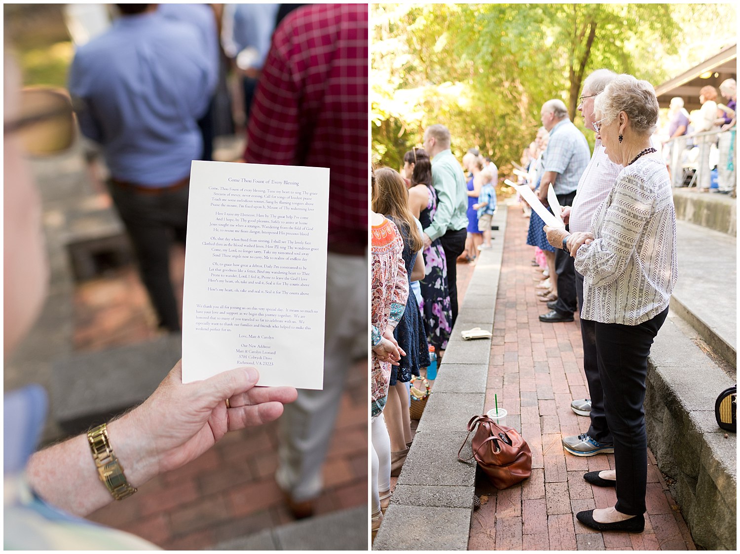 congregational hymn singing at camp wedding