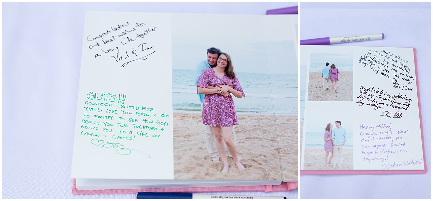 beach engagement photo album as wedding guestbook