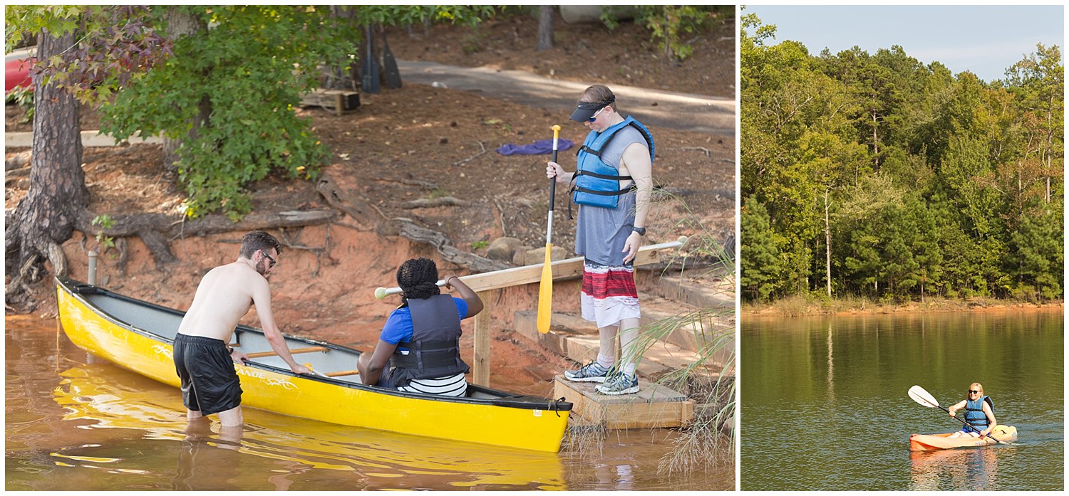 canoeing after outdoor wedding