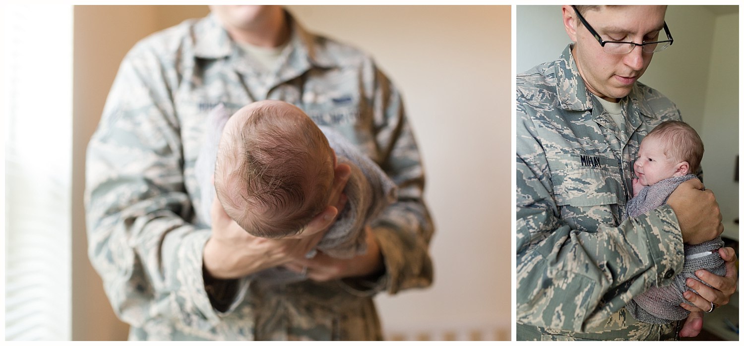 dad in Air Force uniform with baby boy