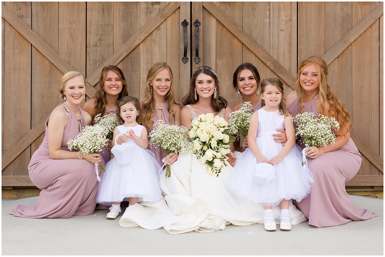 bridesmaids and flower girls at Kiln, MS wedding