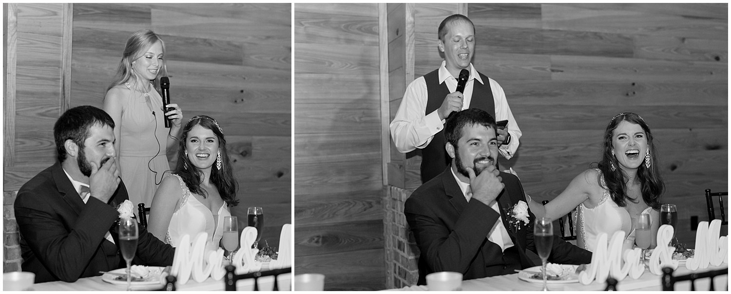 best man and maid of honor toasts at wedding in Southern Mississippi