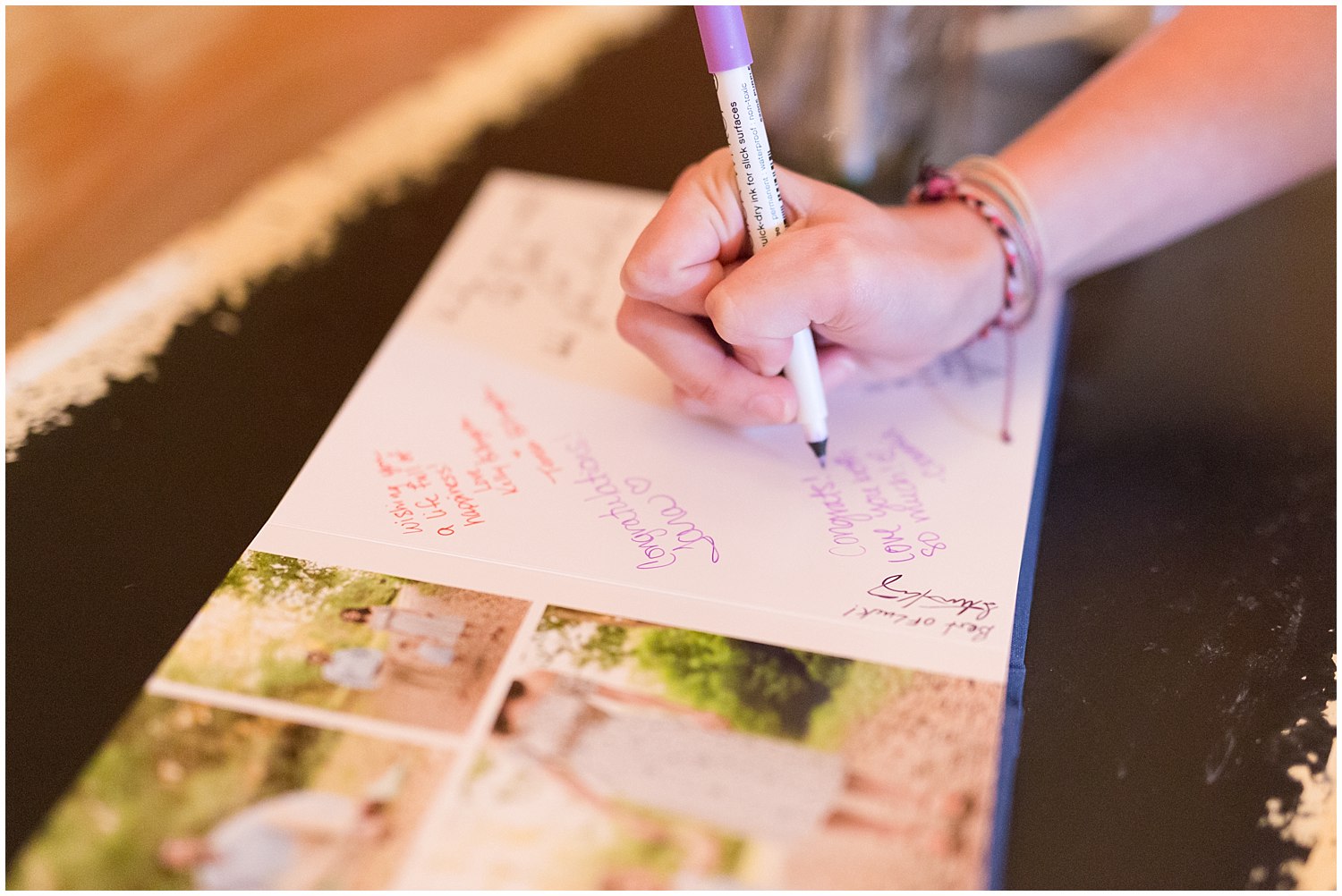 engagement photo album as wedding guestbook 