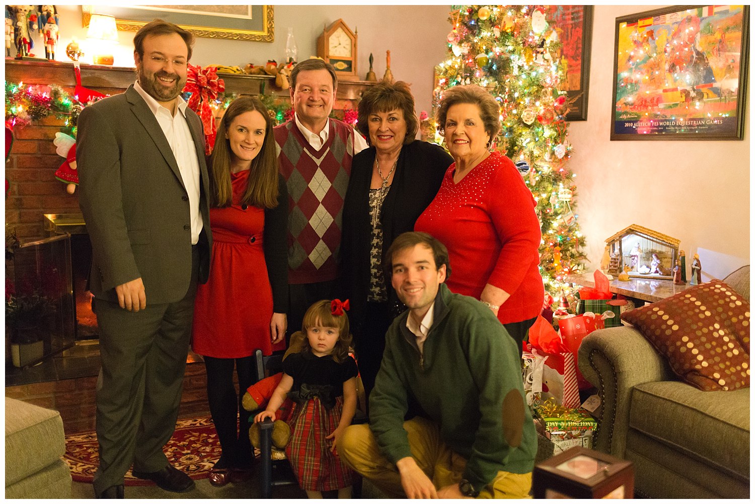 four generations family photo on Christmas Eve