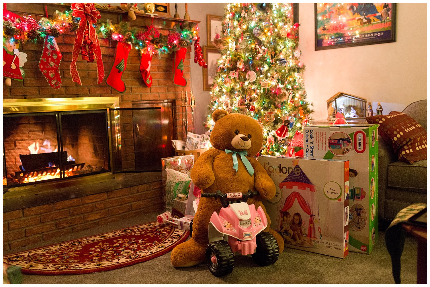 toys placed under tree after Santa Claus comes on Christmas Eve