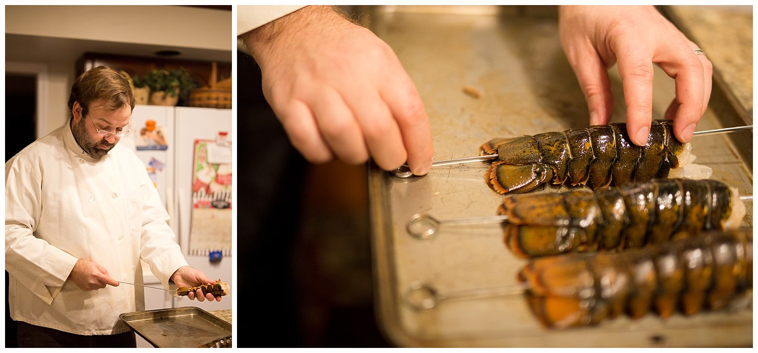 home chef making lobster tails for New Year's Eve 