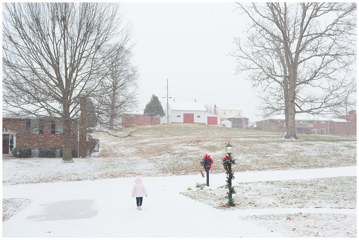 toddler girl's first time seeing snow