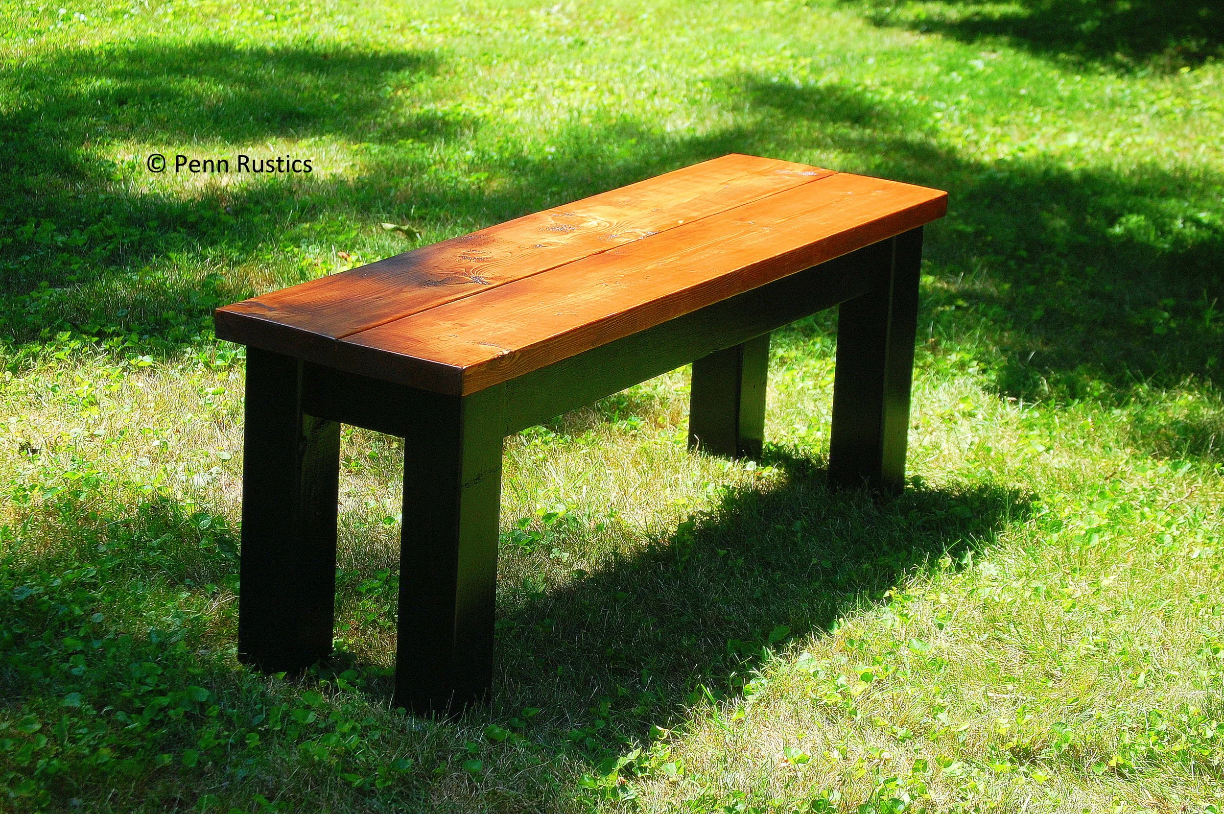 Wood Table and Bench Dining Set Country Rustic Solid Wood Farmhouse