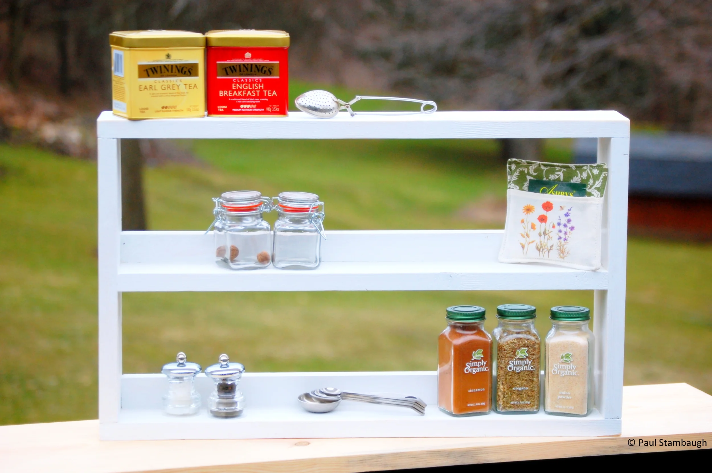 Spice Rack 3 Tier Rustic Farmhouse Decor Solid Wood Spice Kitchen Shelf