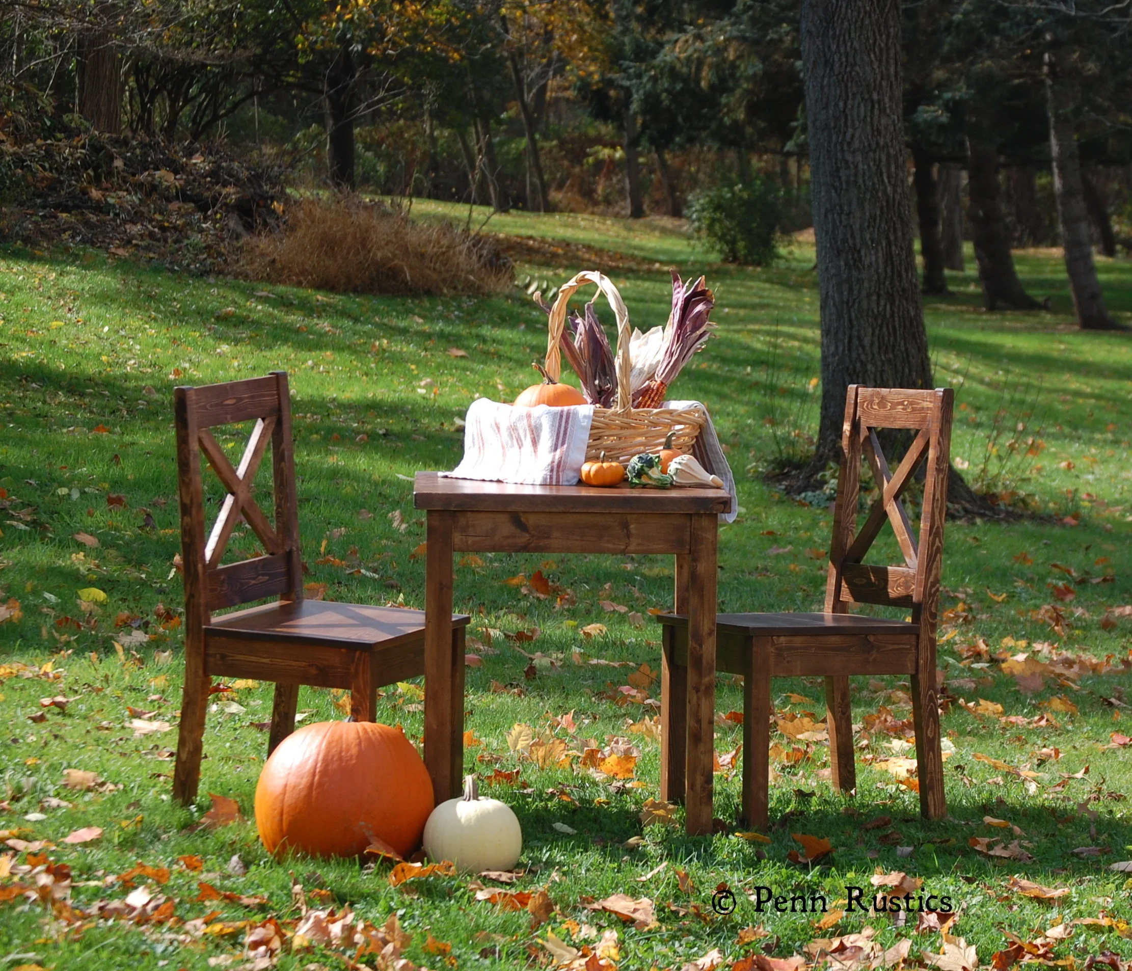 Rustic Solid Wood Kitchen Table and Two Chair Bistro Set — Penn Rustics