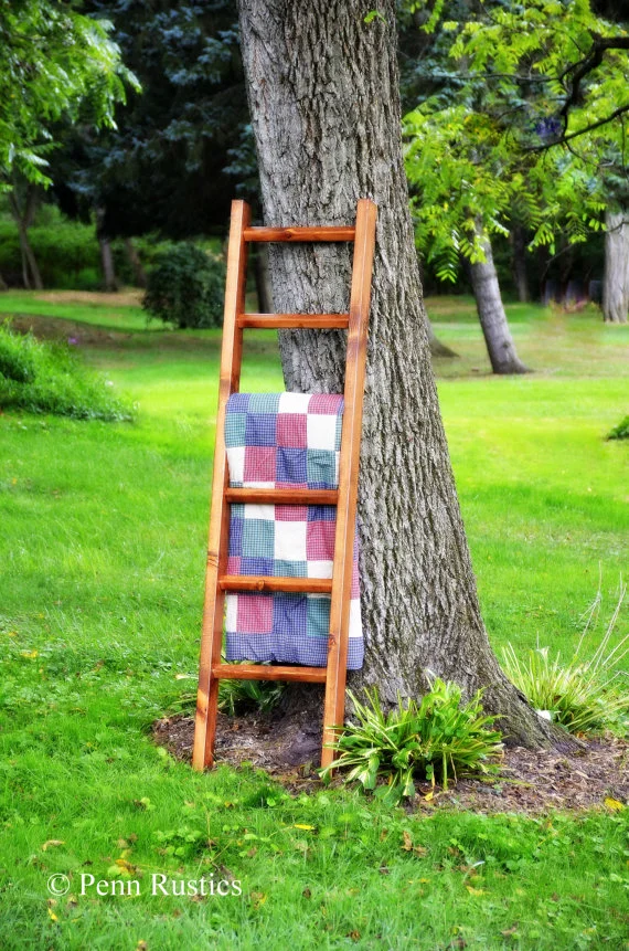 Quilt Ladder Rustic Solid Wood Quilt Blanket Towel Home Modern Farmhouse Decor Decorative Ladder